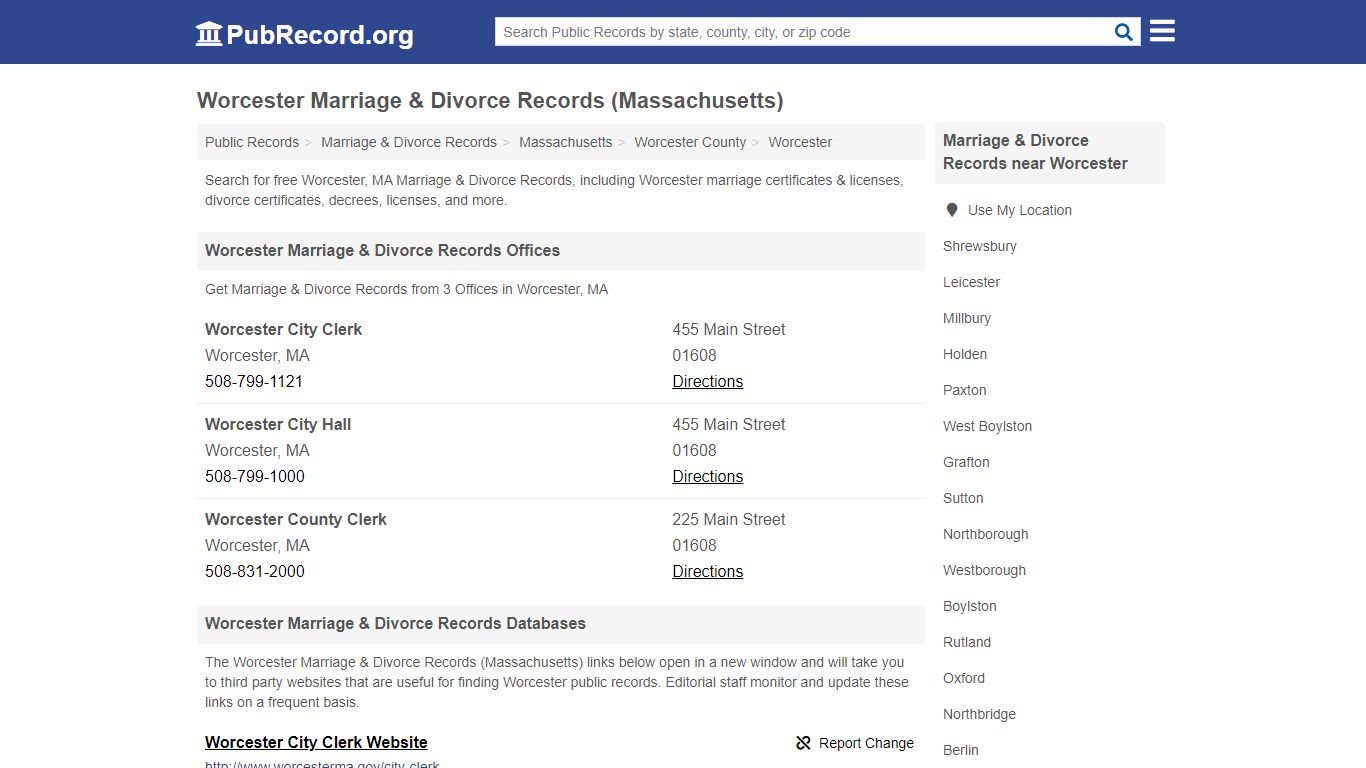 Worcester Marriage & Divorce Records (Massachusetts)